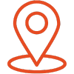 Clean real-time tracking icon with location pin and live update indicators
